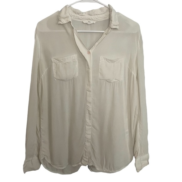 𝅺beach Lunch Lounge White Lightweight Long Sleeve Button Down - Picture 1 of 6
